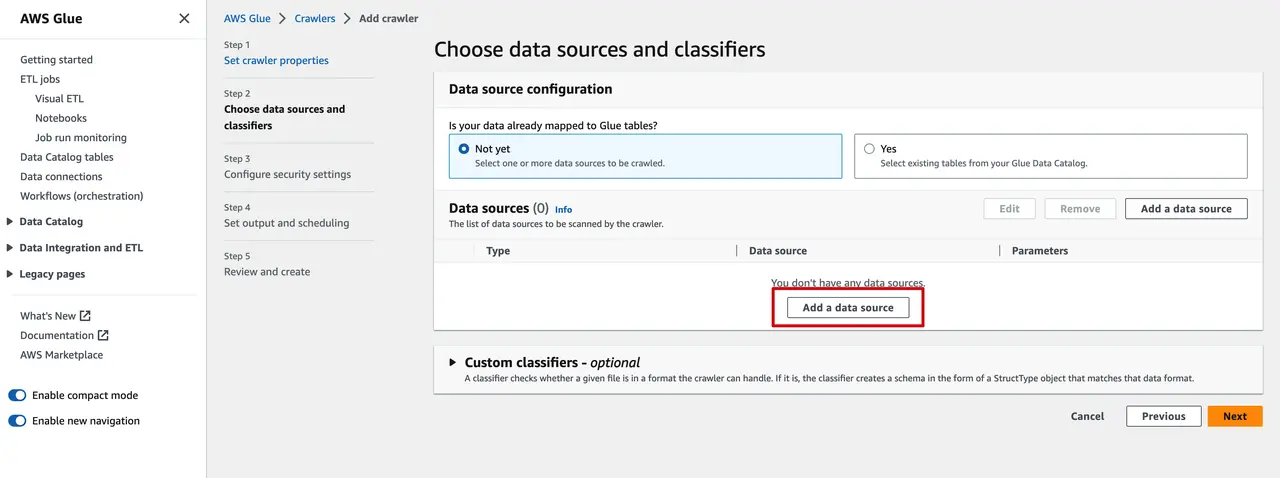 AWS Add Data Source