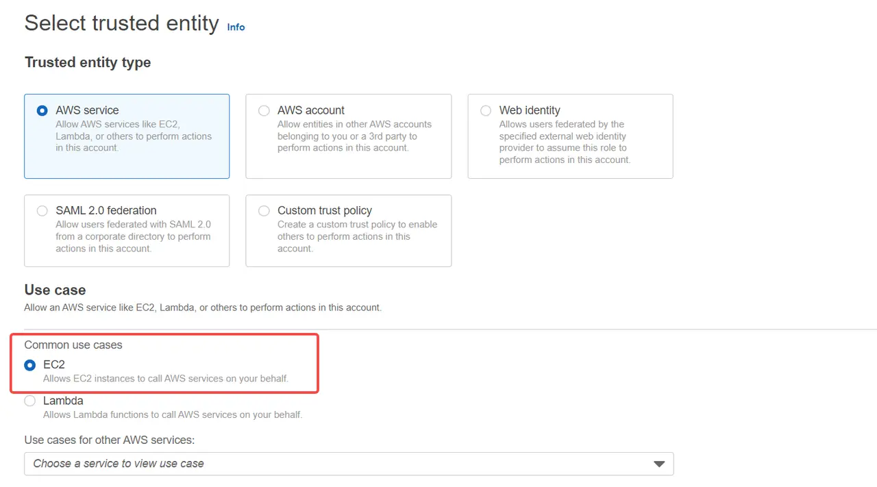 AWS Select Trusted Entity